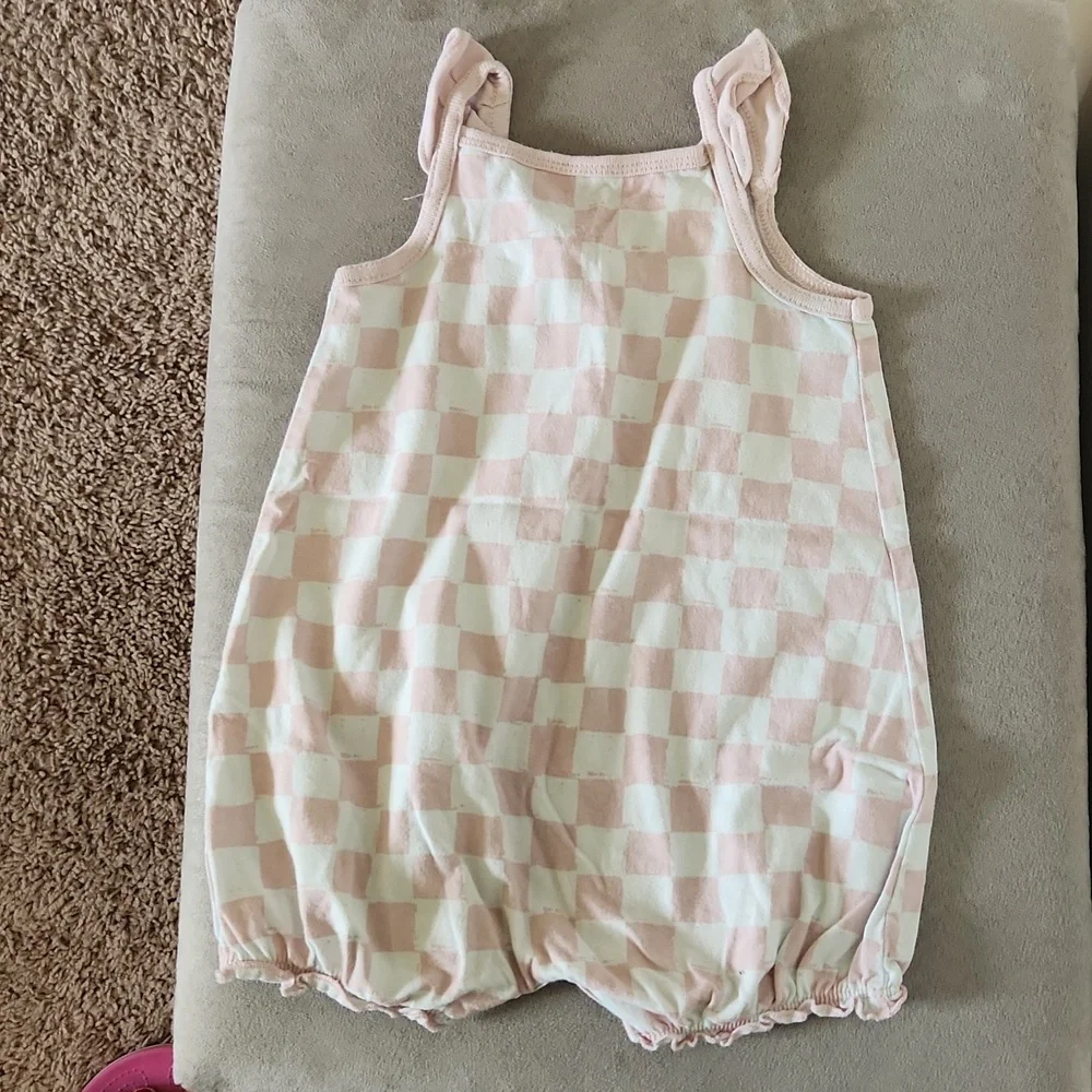 Carter's Baby Girl Romper pink white 12 months